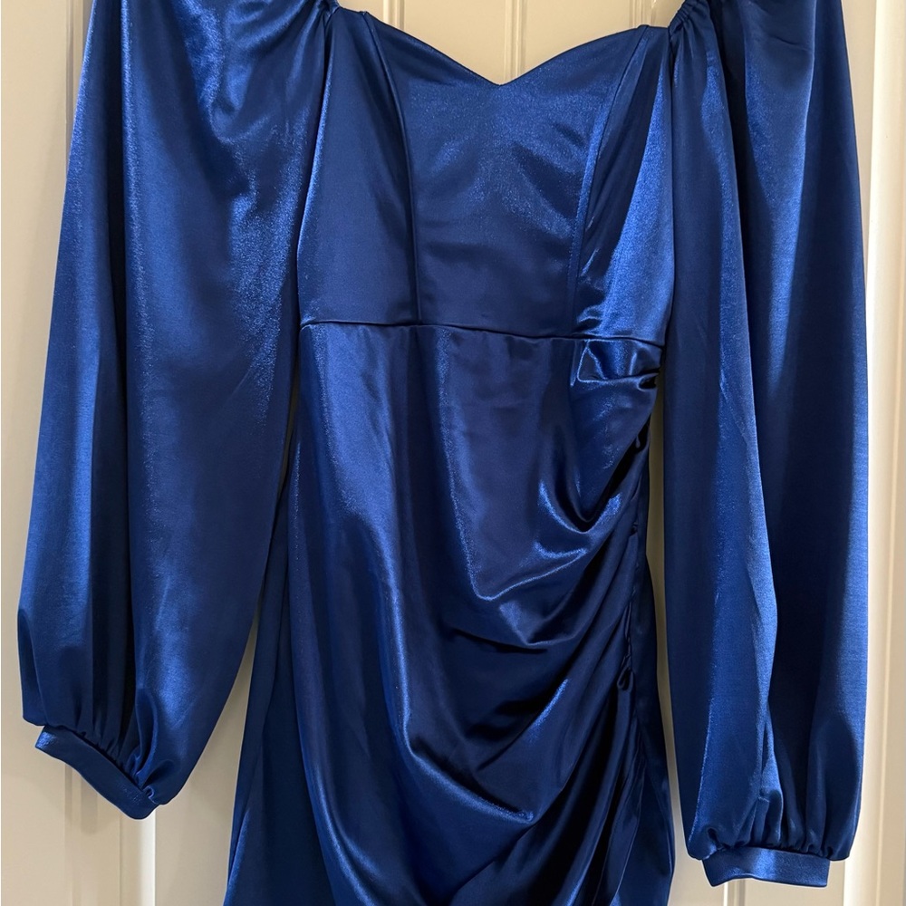Elegant Blue Satin Dress